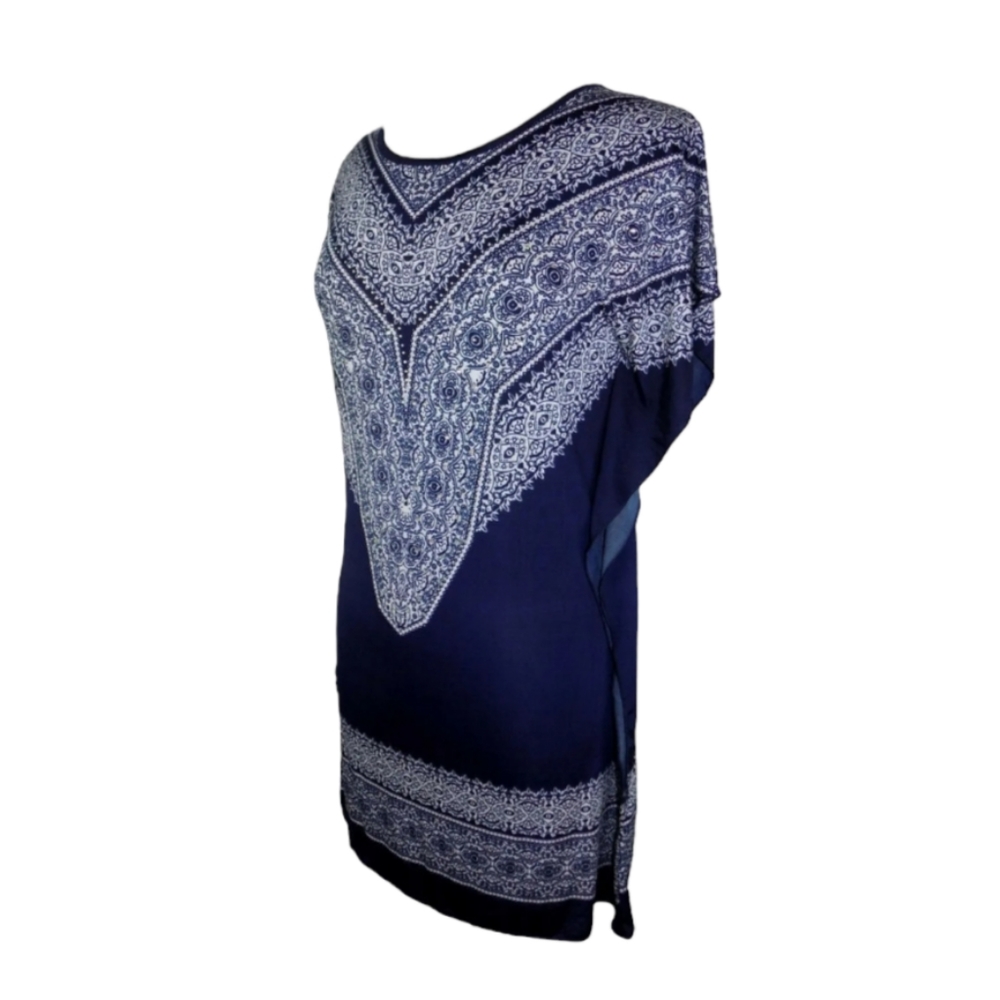 👗 5th & Love Navy Blue & White Sleeveless Dress Women's Sz Small